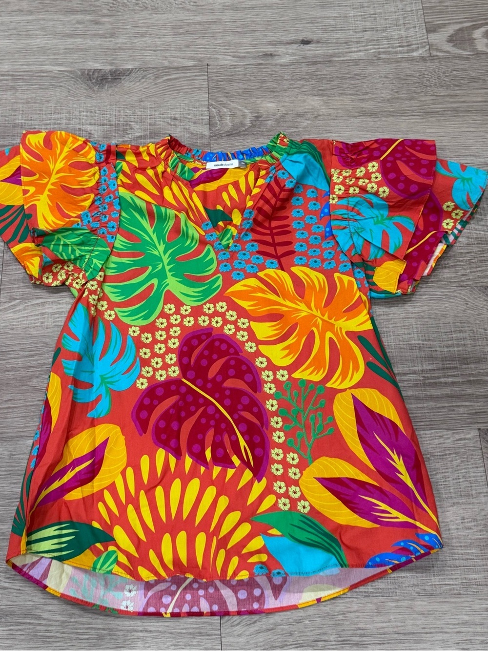 Maude Vivante Colorful Tropical Floral Blouse/Tunic – Size M